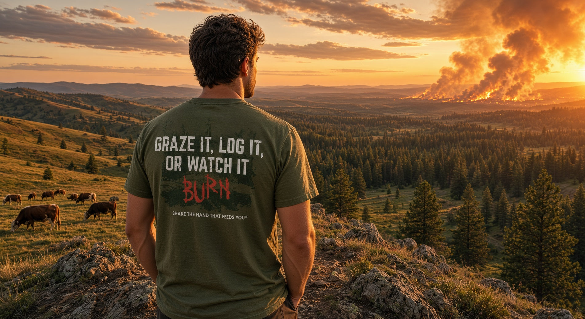 Graze It, Log It, Or Watch It Burn Tee | Wildfire Relief